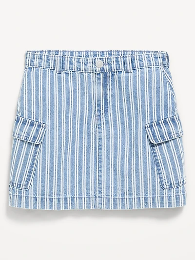 Striped Cargo Jean Skirt for Girls
