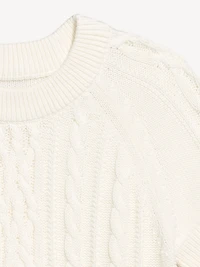 Seaside Cotton Short-Sleeve Cable-Knit Cropped Sweater