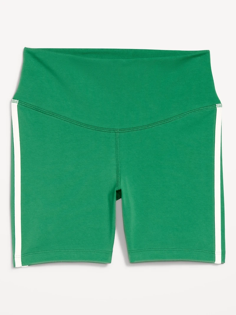 High-Waisted PowerChill Side-Stripe Biker Shorts - 5-inch inseam
