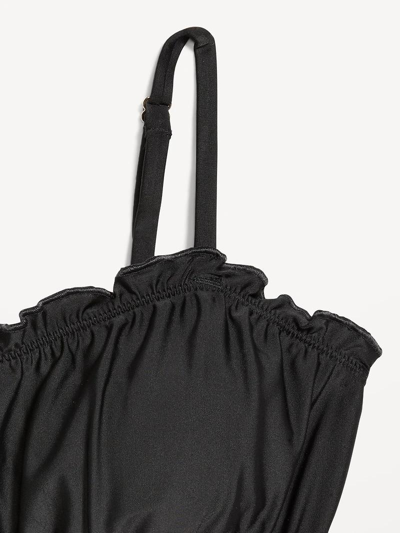 Scoop-Neck Ruffle Swim Top