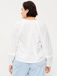 Long-Sleeve Ruffled Popover Top