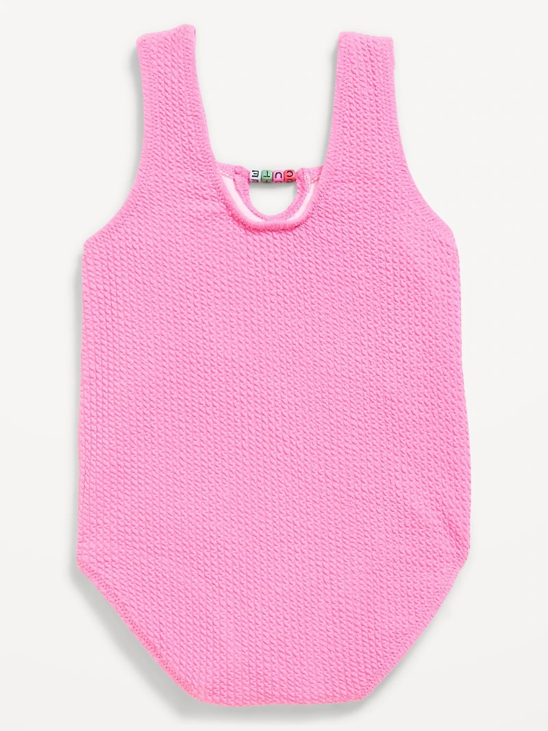 Textured Beaded One-Piece Swimsuit for Toddler Girls