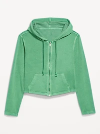 Shrunken Cropped Zip Hoodie Sweatshirt