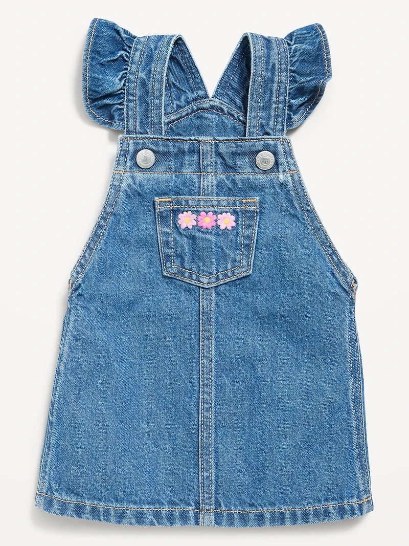Ruffled Pocket Jean Skirtall Dress for Baby