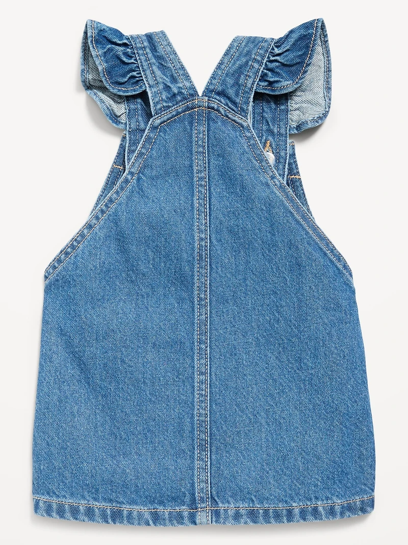 Ruffled Pocket Jean Skirtall Dress for Baby