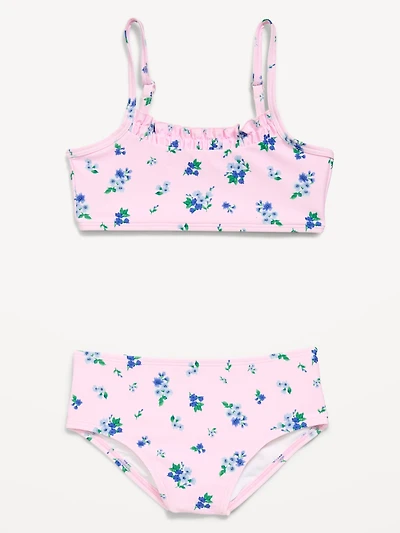 Printed Ruffle-Trim Swim Set for Girls