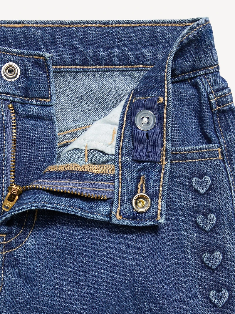 High-Waisted Hearts Jean Midi Shorts for Girls