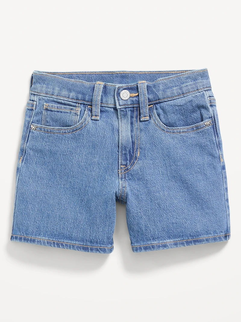 High-Waisted Hearts Jean Midi Shorts for Girls
