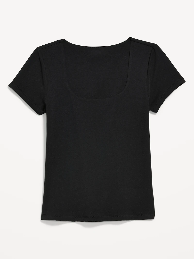 Hug Double-Layer Scoop-Neck Top