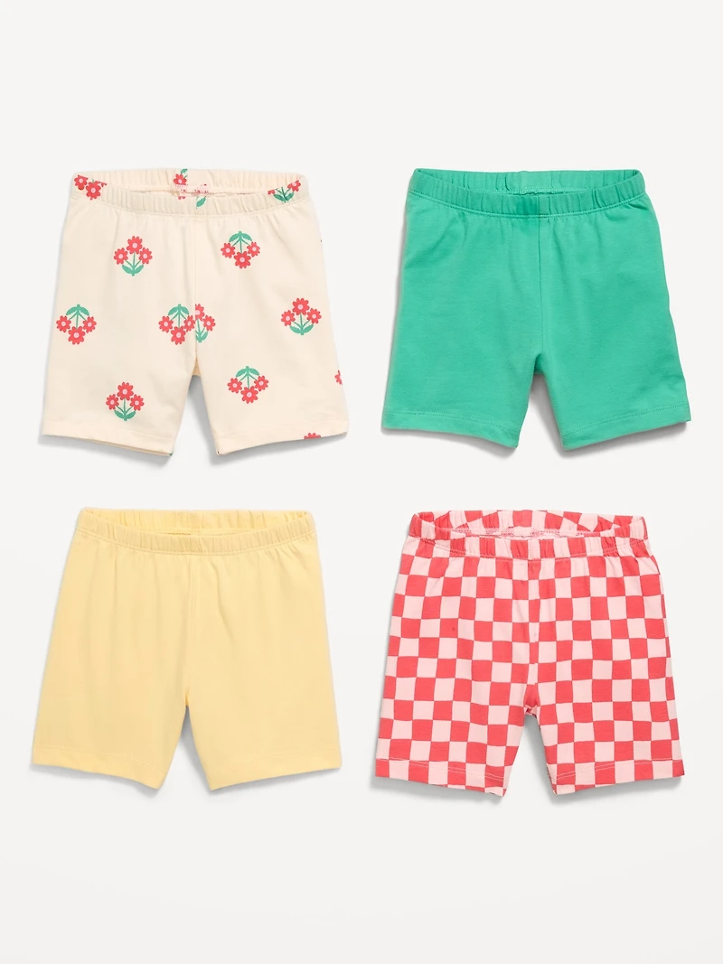 4-Pack Jersey-Knit Biker Shorts for Toddler Girls