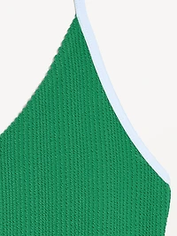 Ribbed V-Neck Halter One-Piece Swimsuit