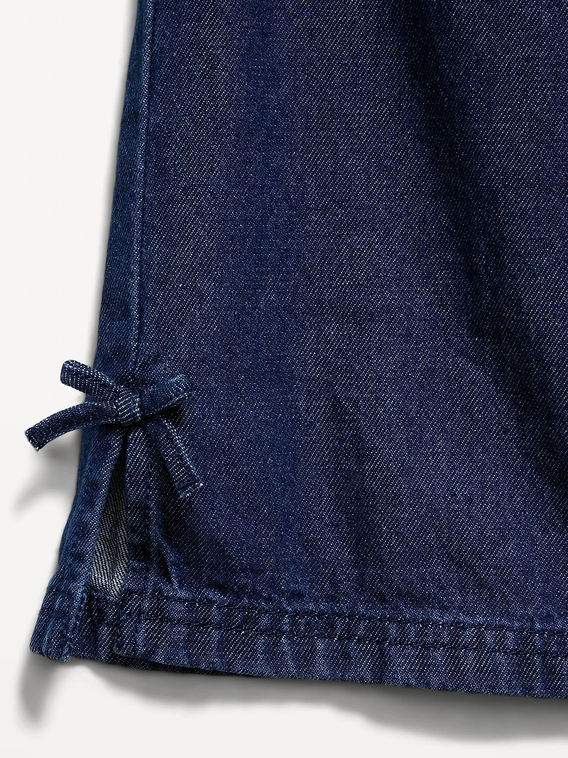 Sleeveless Bow Jean Top and Pants Set for Toddler Girls