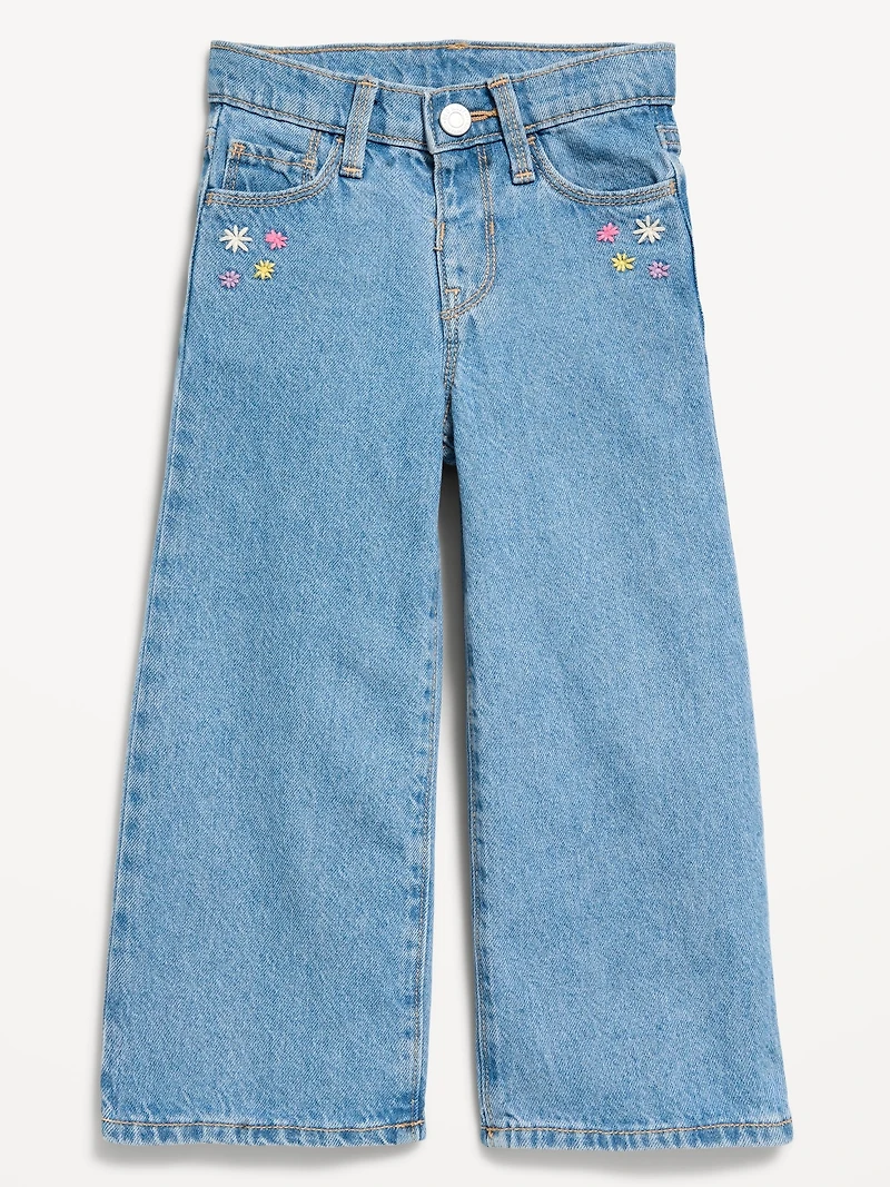 Baggy Embroidered Wide-Leg Jeans for Toddler Girls