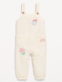 Double-Weave Embroidered Overalls for Baby