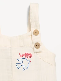 Double-Weave Embroidered Overalls for Baby