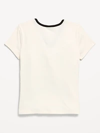 Fitted Short-Sleeve Ribbed Bow Top for Girls
