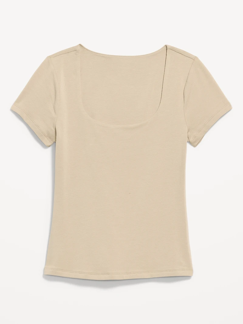 Hug Double-Layer Scoop-Neck Top