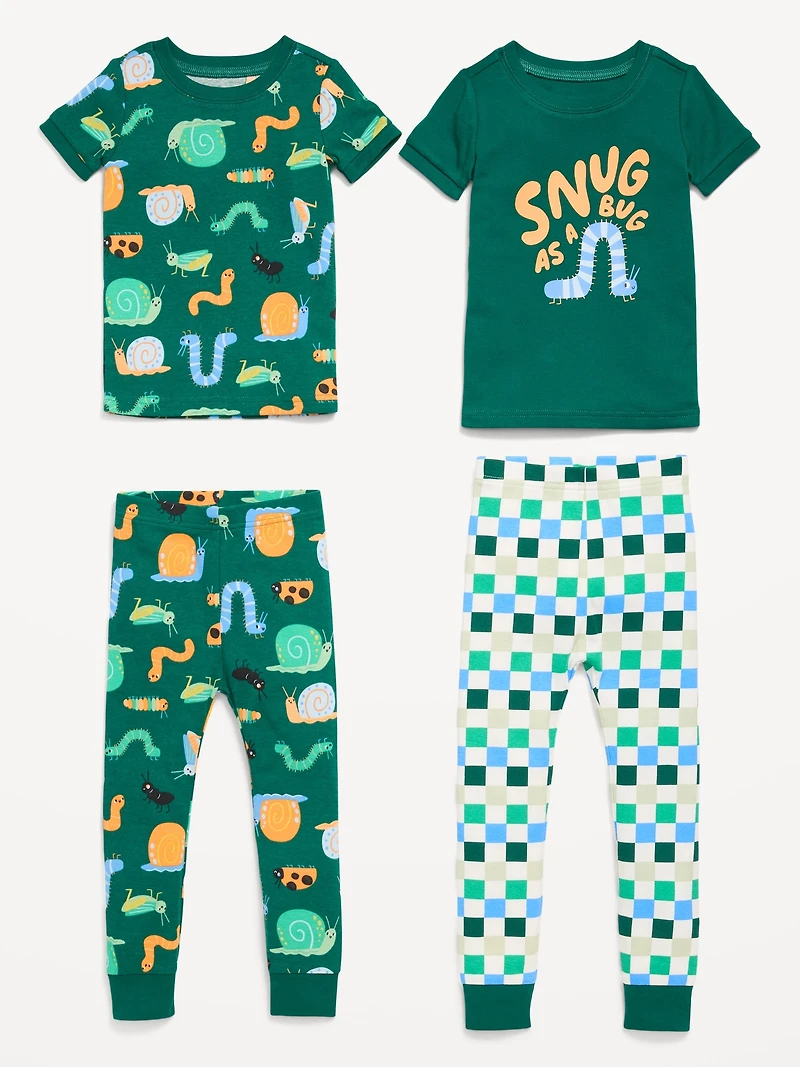Printed Snug-Fit Pajama 4-Piece for Toddler & Baby