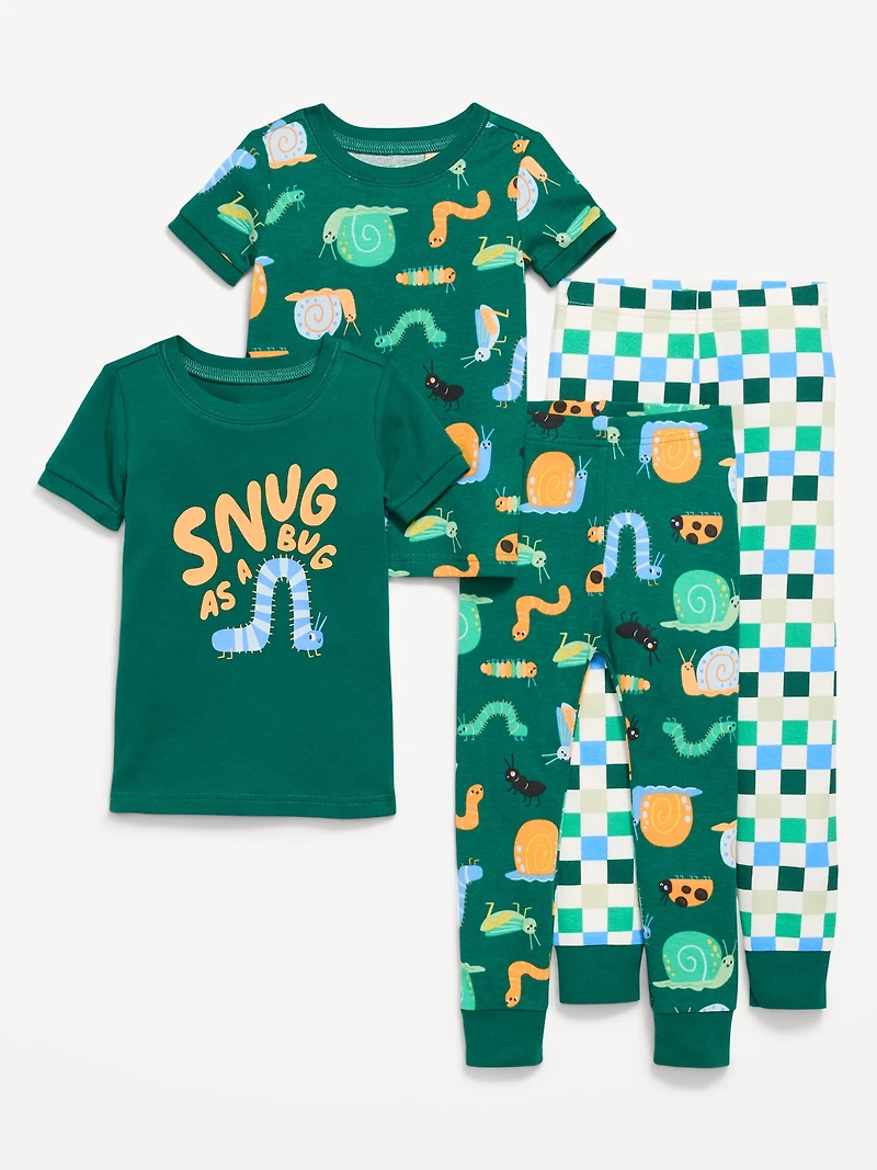 Printed Snug-Fit Pajama 4-Piece for Toddler & Baby