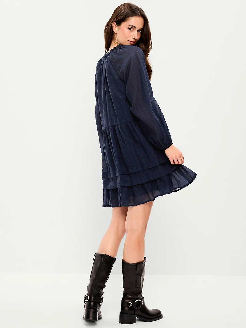 Long-Sleeve Swing Mini Dress