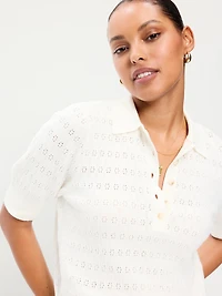SoSoft Lite Short-Sleeve Pointelle Cropped Polo