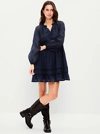 Long-Sleeve Swing Mini Dress