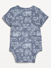 Printed Short-Sleeve Ribbed Bodysuit for Baby