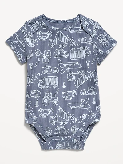 Printed Short-Sleeve Ribbed Bodysuit for Baby