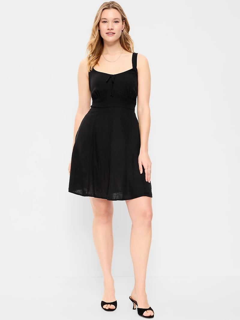 Fit & Flare Linen Mini Dress