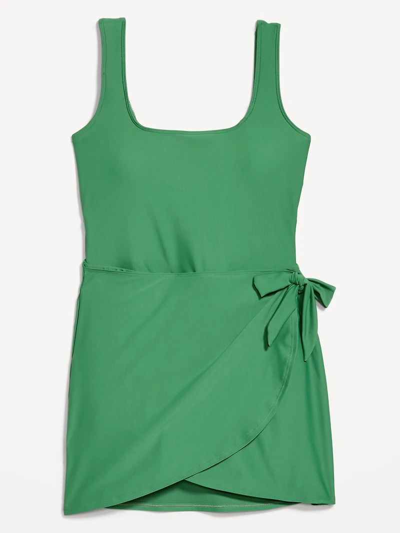 Matte Side-Tie Swim Dress