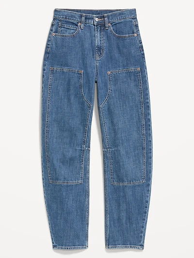 High-Waisted Baggy Barrel Utility Jeans