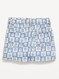 Printed High-Waisted Button-Front Jean Skirt for Toddler Girls