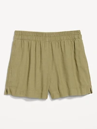 High-Waisted Beach Linen Pull-On Shorts