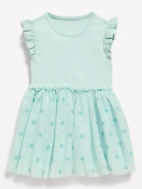 Short-Sleeve Ribbed Bodysuit Tutu Dress for Baby