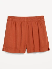 High-Waisted Beach Linen Pull-On Shorts
