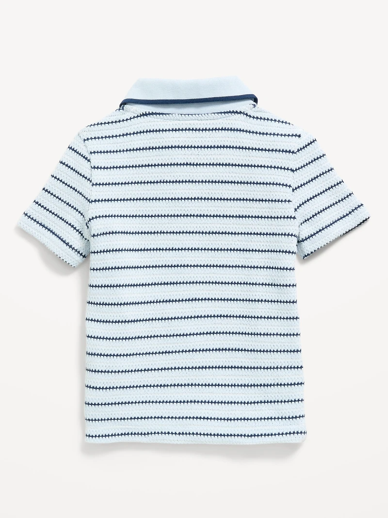 Textured-Knit Striped Polo Shirt for Toddler Boys