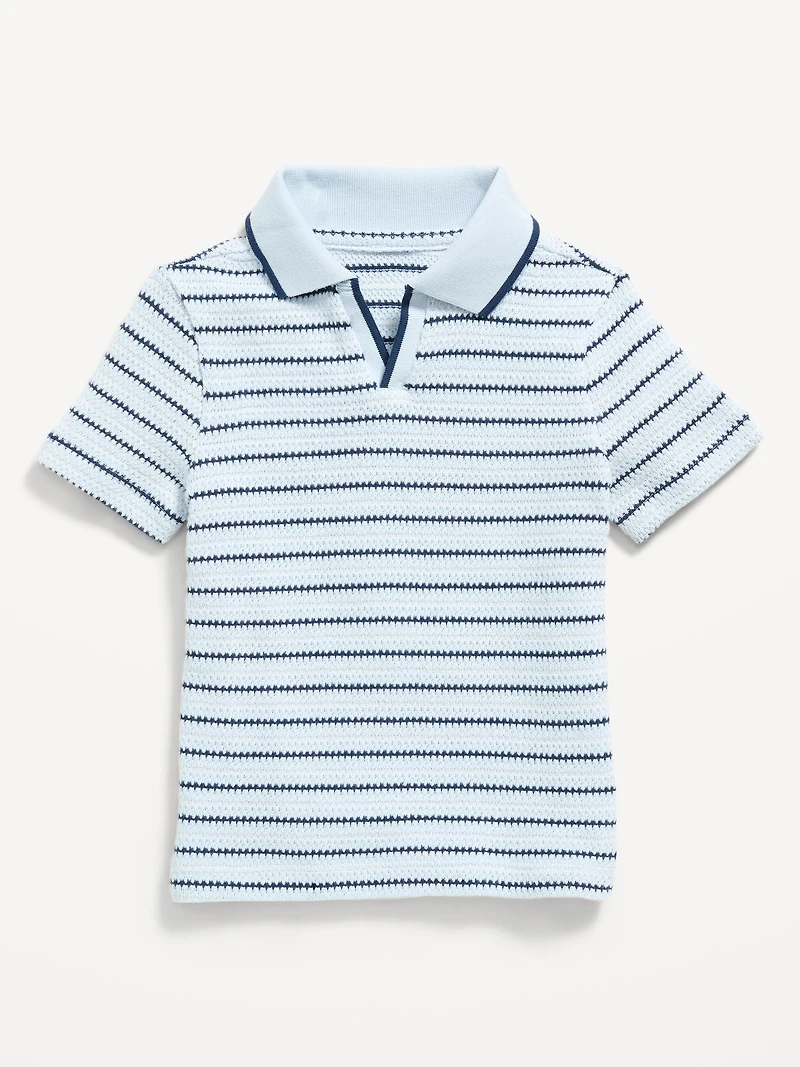 Textured-Knit Striped Polo Shirt for Toddler Boys