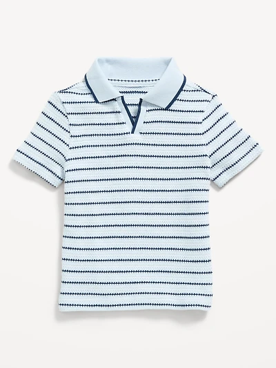 Textured-Knit Striped Polo Shirt for Toddler Boys
