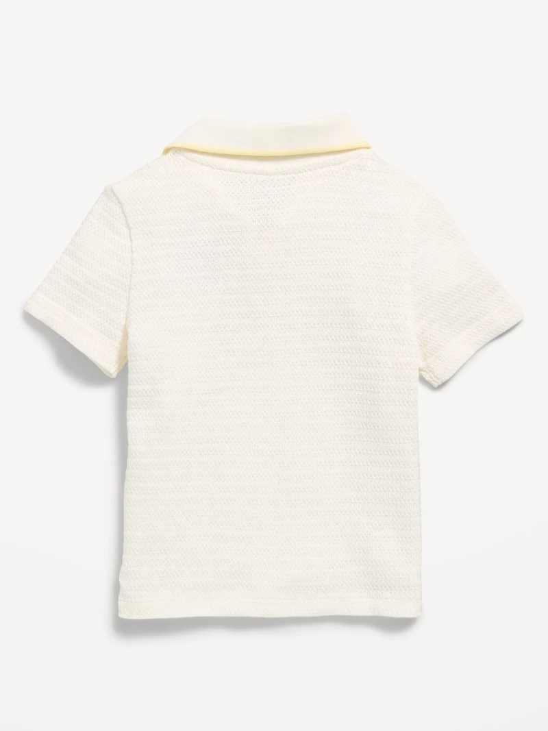 Textured-Knit Graphic Polo Shirt for Toddler Boys