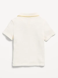 Textured-Knit Graphic Polo Shirt for Toddler Boys
