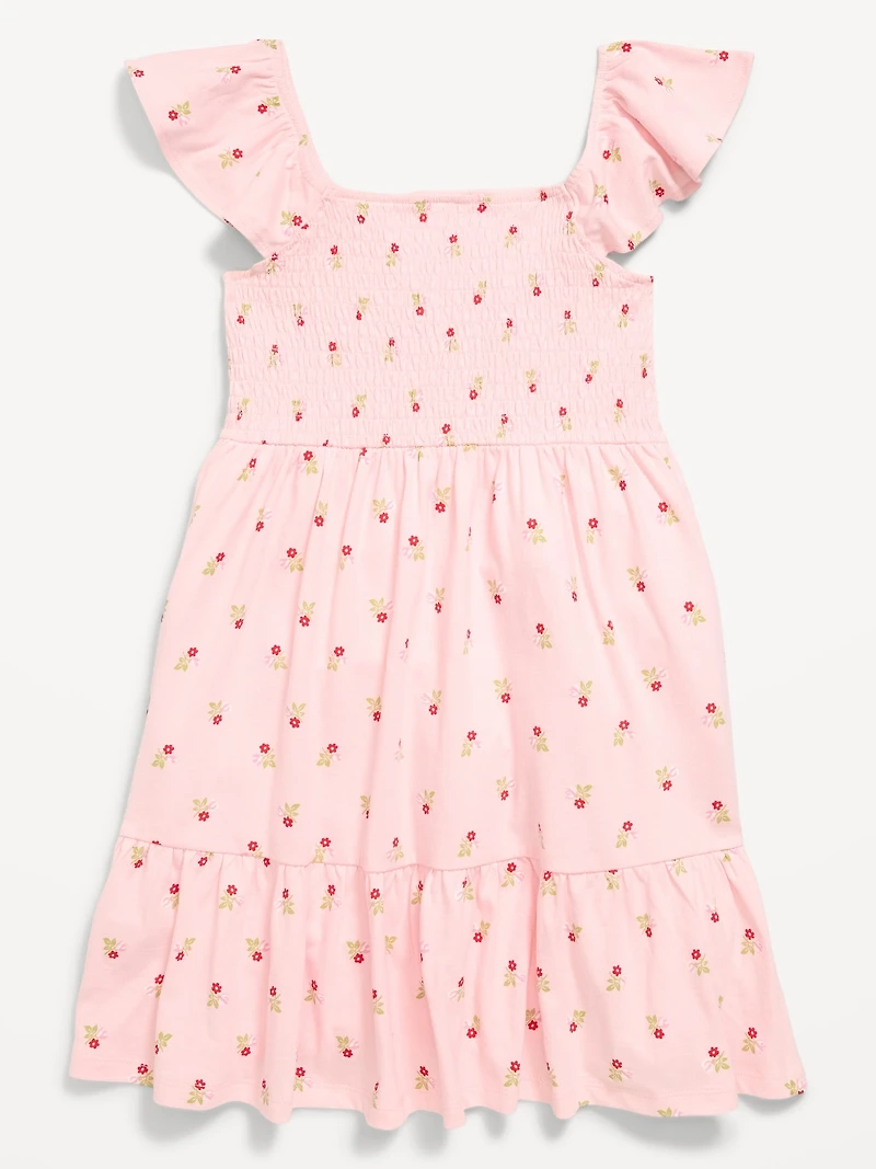 Printed Fit and Flare Smocked Dress for Girls