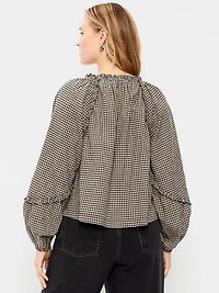 Long-Sleeve Ruffle Trim Top
