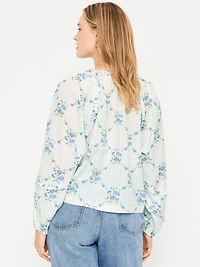 Long-Sleeve Ruffle Trim Top