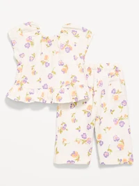 Flutter-Sleeve Top and Wide-Leg Pants Set for Baby