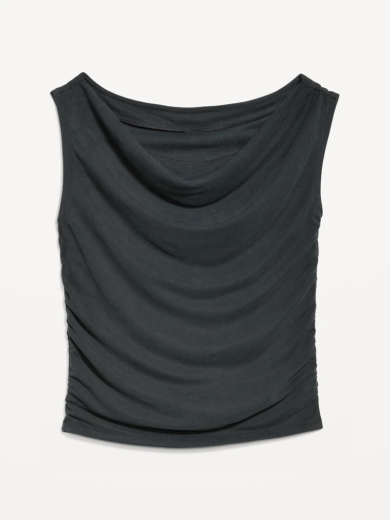Slit-Neck Ruched Top