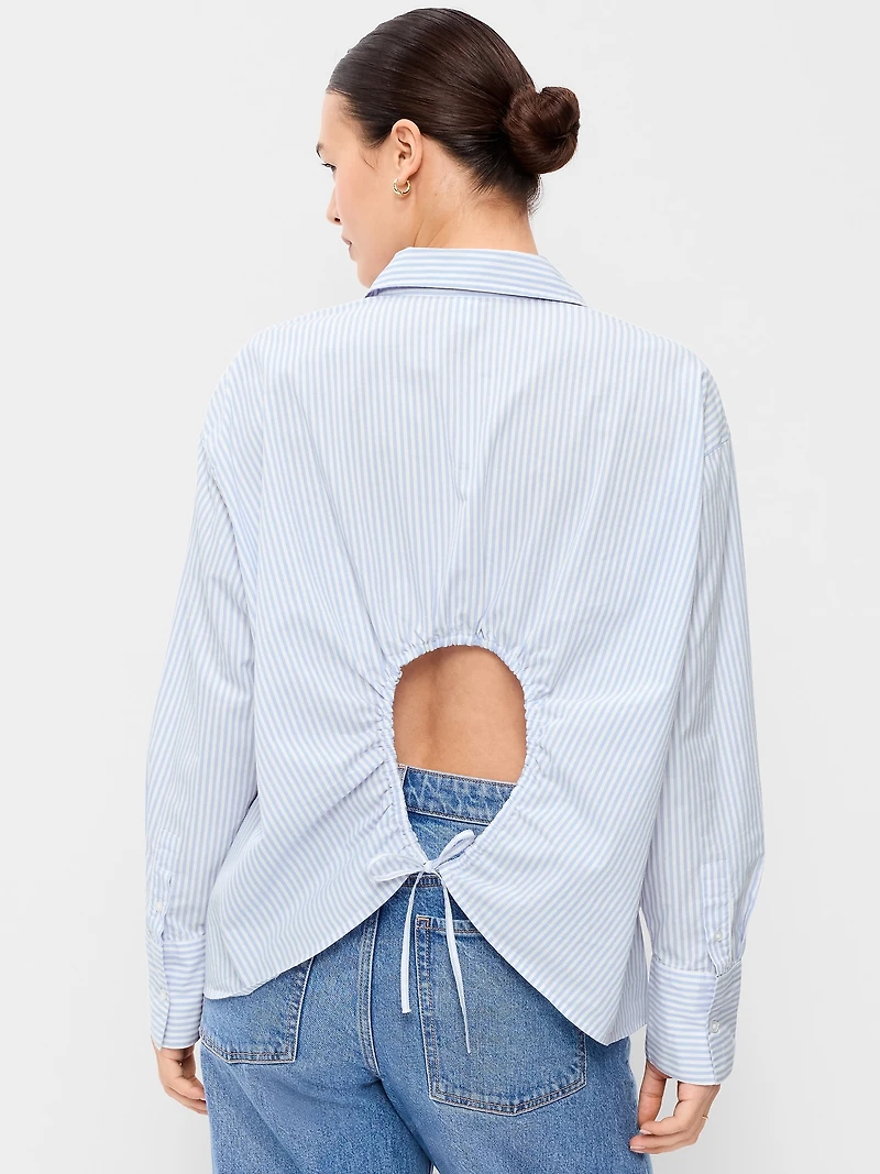Tie-Back Button-Down Shirt