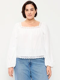 Long-Sleeve Lace Trim Top
