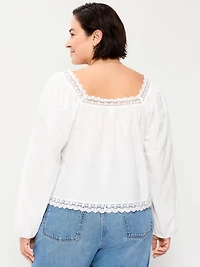 Long-Sleeve Lace Trim Top