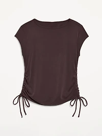 Cap-Sleeve Shirred Side Top