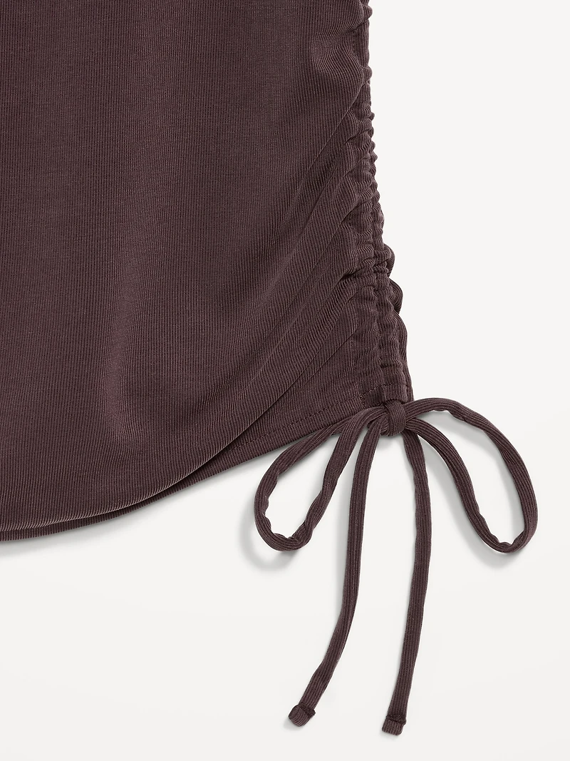 Cap-Sleeve Shirred Side Top